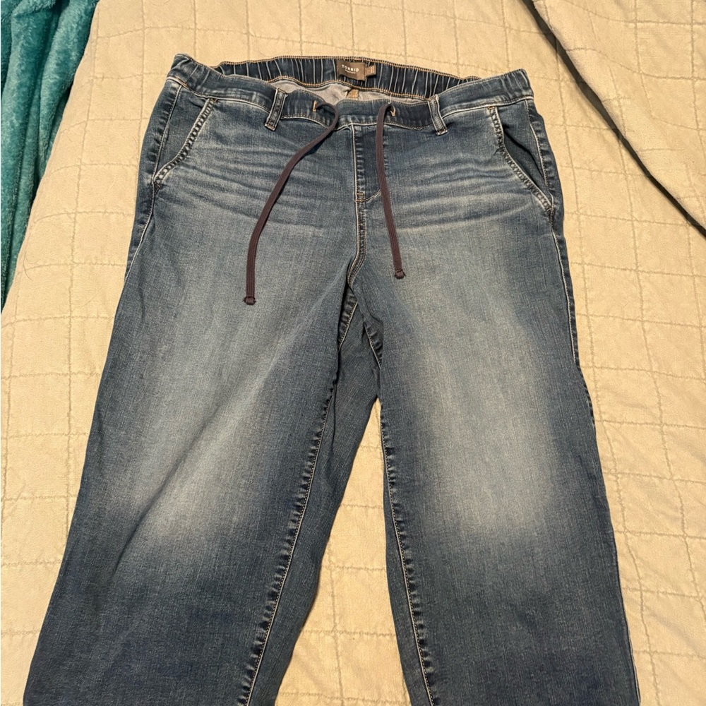 Torrid Blue Capri Jeans with Drawstring Waist